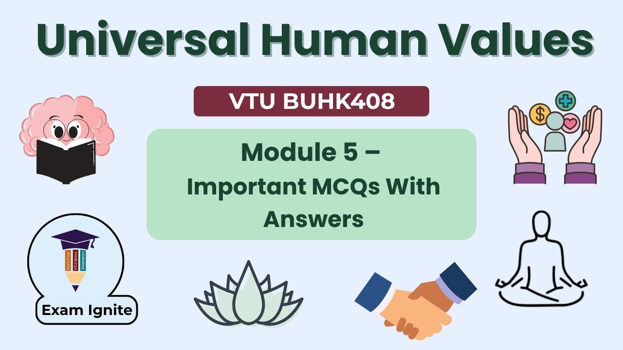 Universal Human Values | UHV | Module 5 | Important MCQs with Answers| VTU BUHK408|4th sem #vtu #uhv