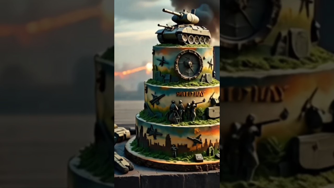 🇺🇸 USA Army Cake with Tank & Camouflage Decor#TankCake #ArmyDecor #CakeTrend #USArmy #Shorts
