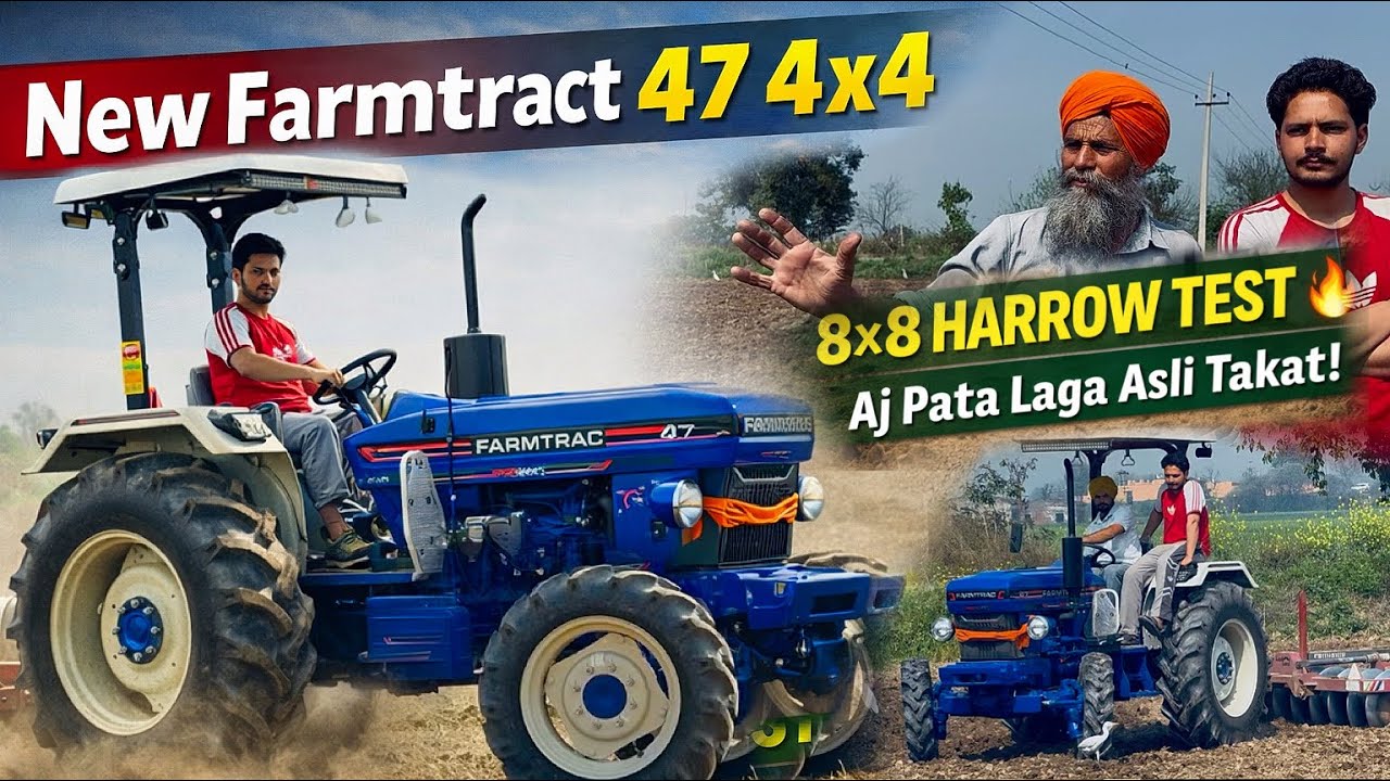 New Farmtrac 47 4×4 8×8 Harrow Test | Asli Power Check 🚜🔥#farmtrac47 #malkeetbai 