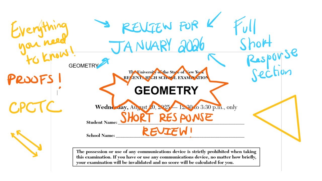 [NEW TEST] August 2025 Geometry Regents Review FULL SHORT RESPONSE
