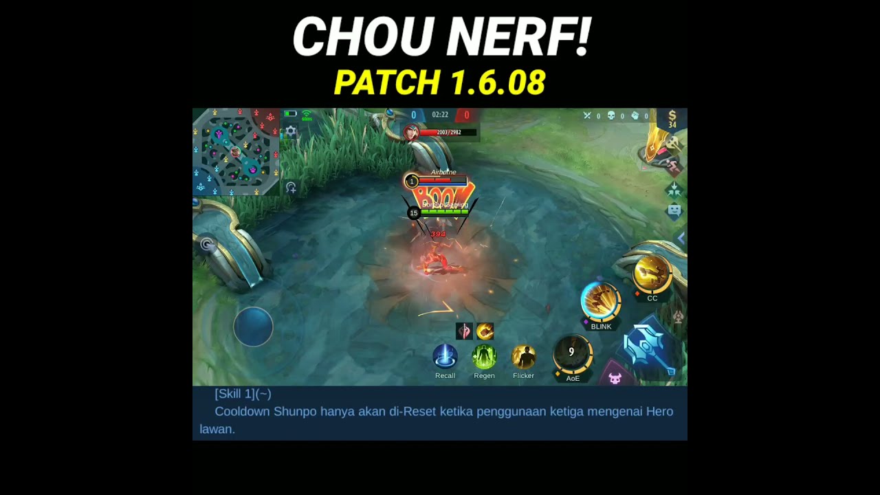 Chou Nerf / Adjust ? Patch Note 1.6.08 | Mobile Legends