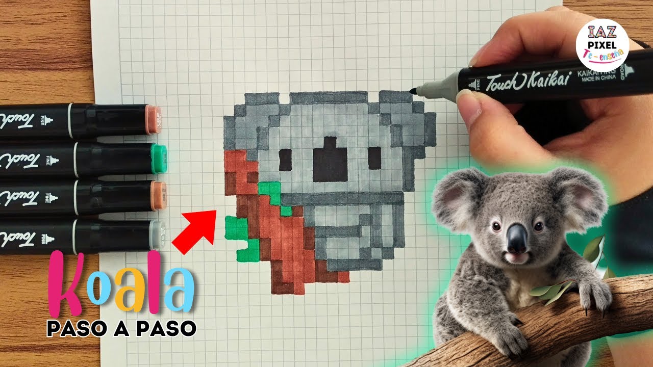 Como pintar un KOALA en PIXEL ART – Tutorial paso a paso #koala