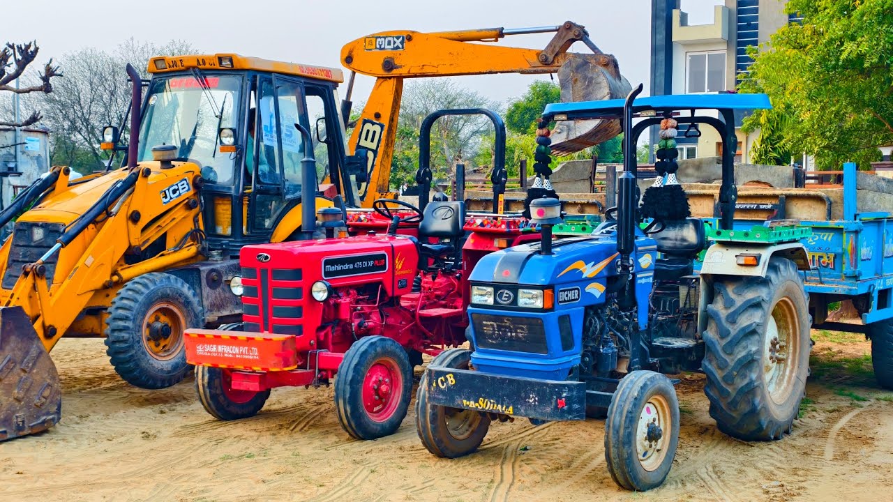 JCB 3dx Eco and Tractors Loading Mud in Mahindra 575 DI | Eicher 485 | Kubota Models | Tractor Lifes