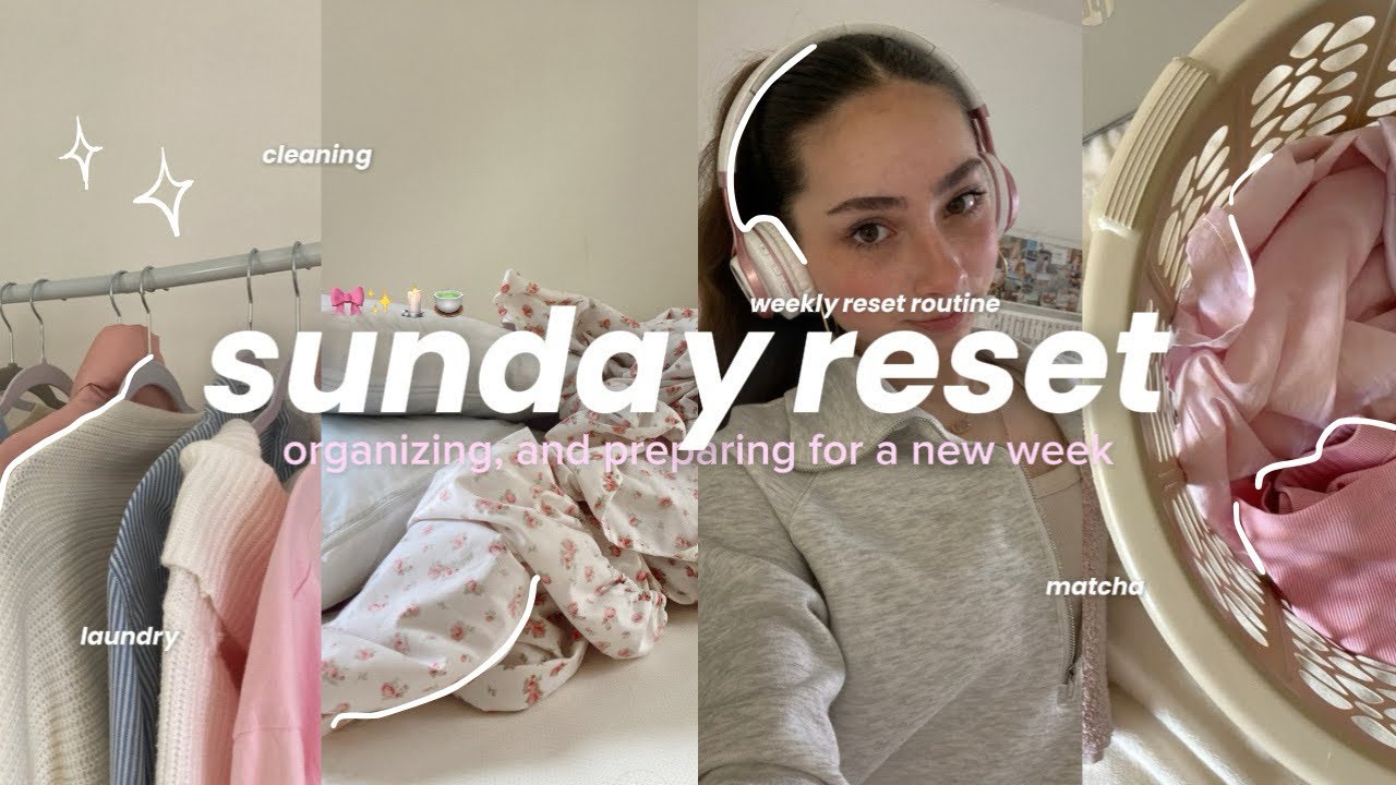 SUNDAY RESET ROUTINE✨🕯️🎀 | cleaning, organizing, self care, and more!