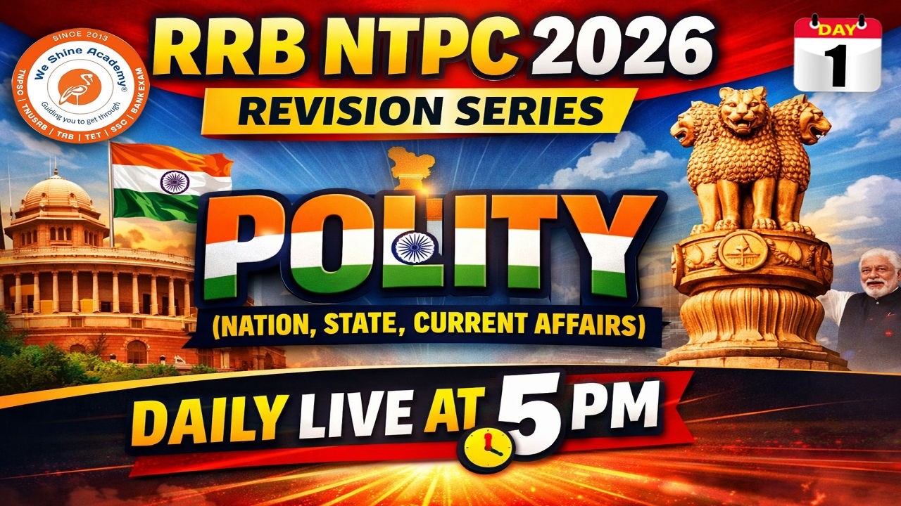 RRB NTPC 2026 Polity Revision DAY - 1 🔥 Nation • State • Current Affairs | #weshineacademy