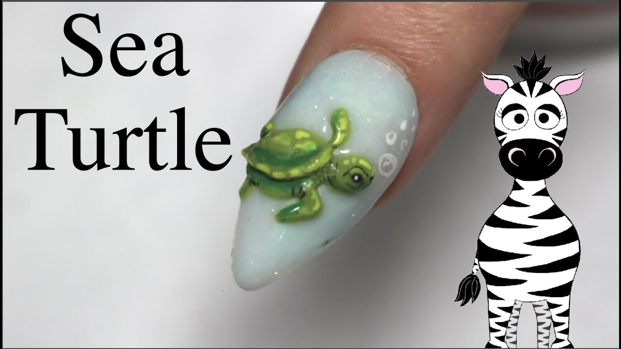 3D Sea Turtle Acrylic Nail Art Tutorial