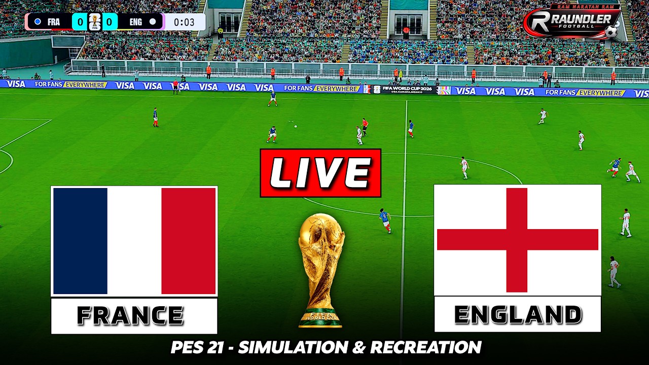 LIVE🔴FRANCE vs ENGLAND | FIFA World Cup 2026 | PES 21 Pre-Recorded Simulation Gameplay