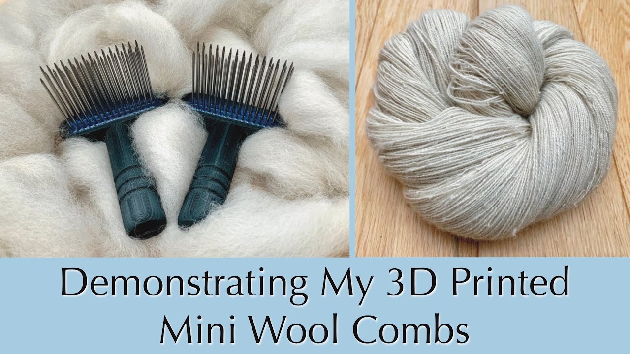 Demonstrating my 3D printed mini wool combs with unwashed alpaca -Drafting combed fibre off a hackle