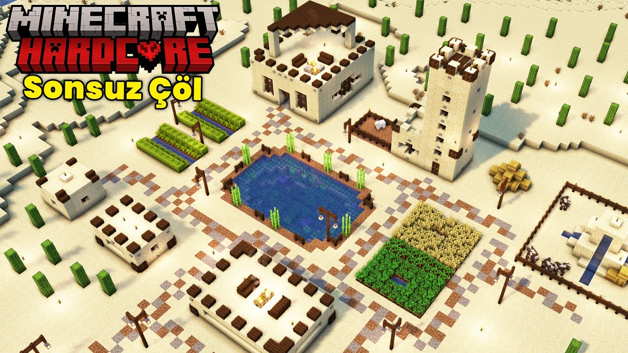Minecraft Hardcore: Sonsuz Çöl Dünyasında Kasaba Kurmaya Çalışmak