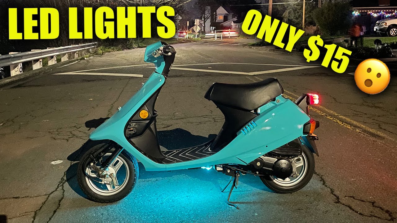 LED Strip Lights for Scooter! INSTALL AND REVIEW (Honda Elite SE 50)
