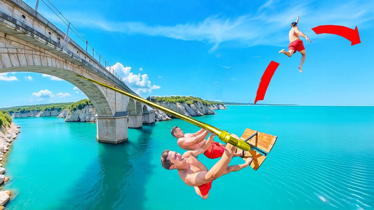 We Built a GIANT Swing Under a Bridge (30ft Drop!)