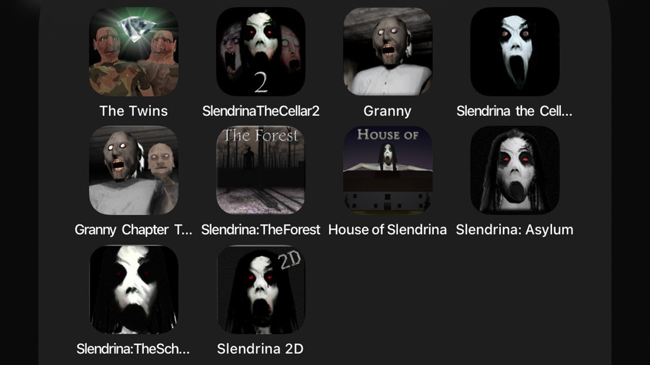 The Twins, Slendrina 2 The Cellar, Granny, Slendrina The Cellar, Granny Chapter Two,Slendrina Asylum