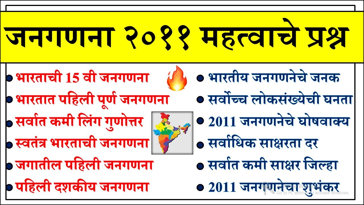जनगणना 2011 | Census 2011 questions marathi | Census of india 2011 | Current Affairs in Marathi