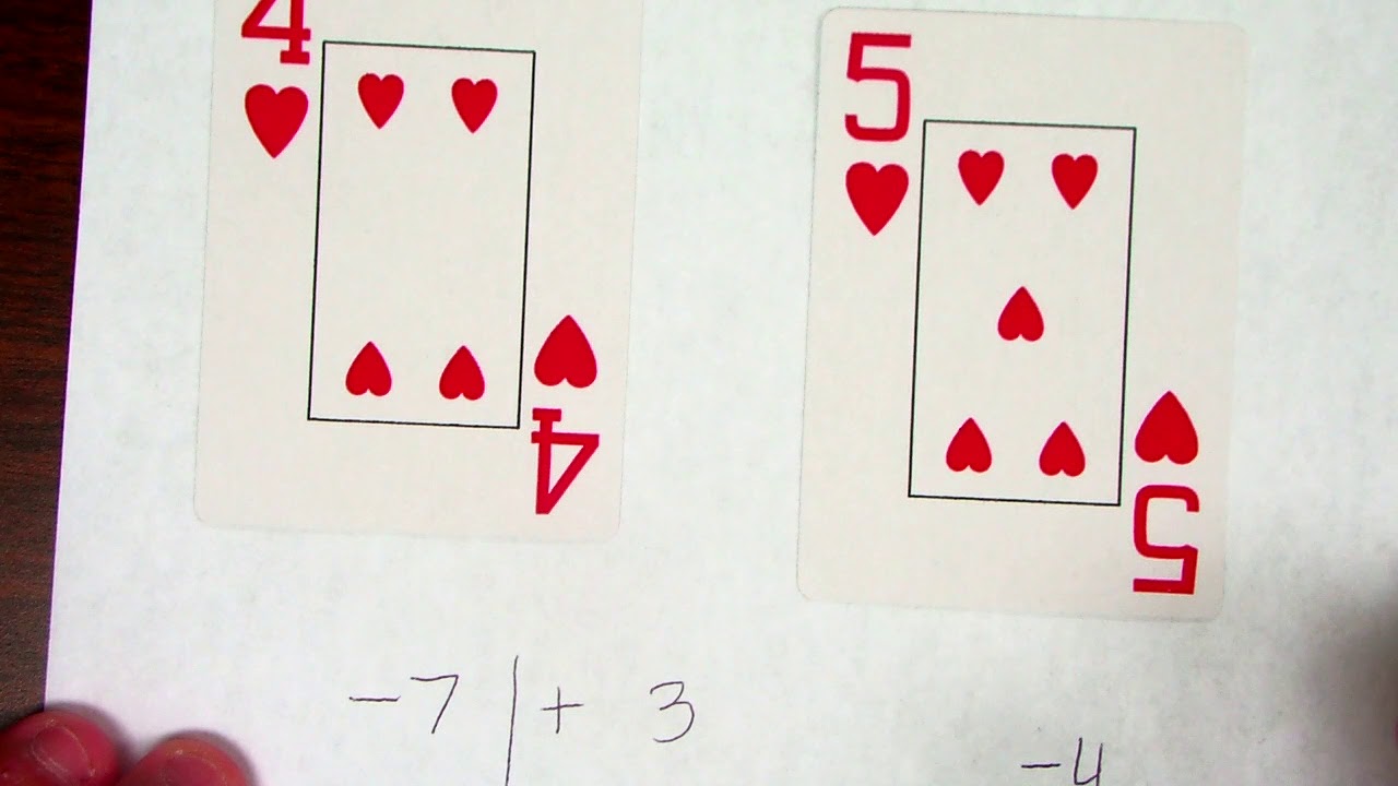 adding and subtracting integer card war game video