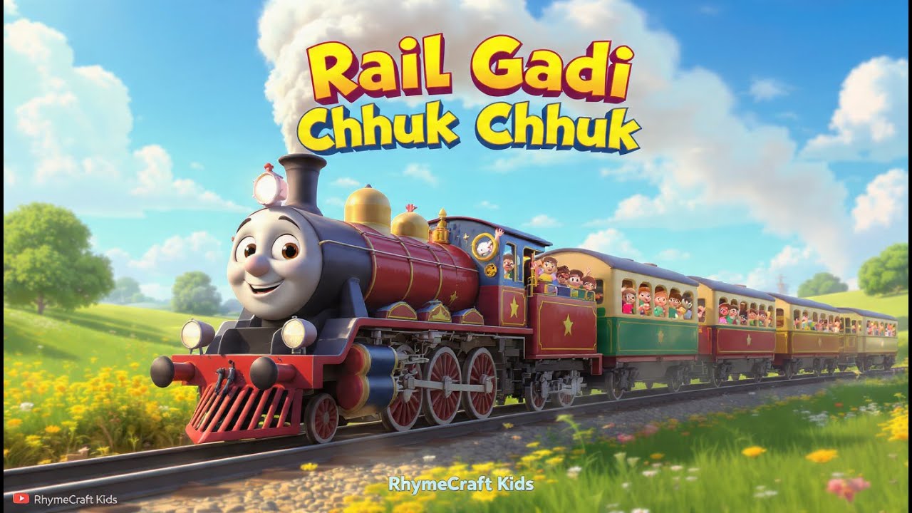 Rail Gadi Chhuk Chhuk | Fun Train Rhyme for Kids | RhymeCraft Kids  #RhymeCraftKids,