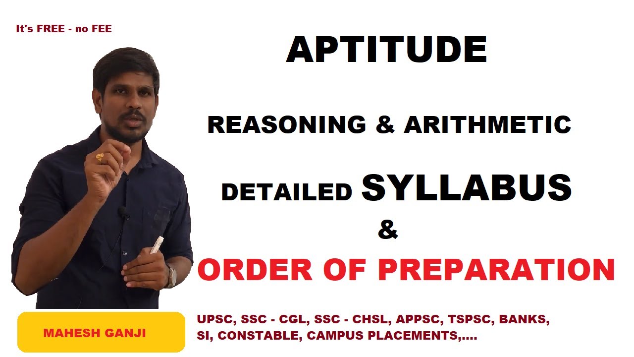 SYLLABUS | ORDER OF PREPARATION OF APTITUDE CONCEPTS | COMPETITIVE EXAMS | MAHESH GANJI | CRT