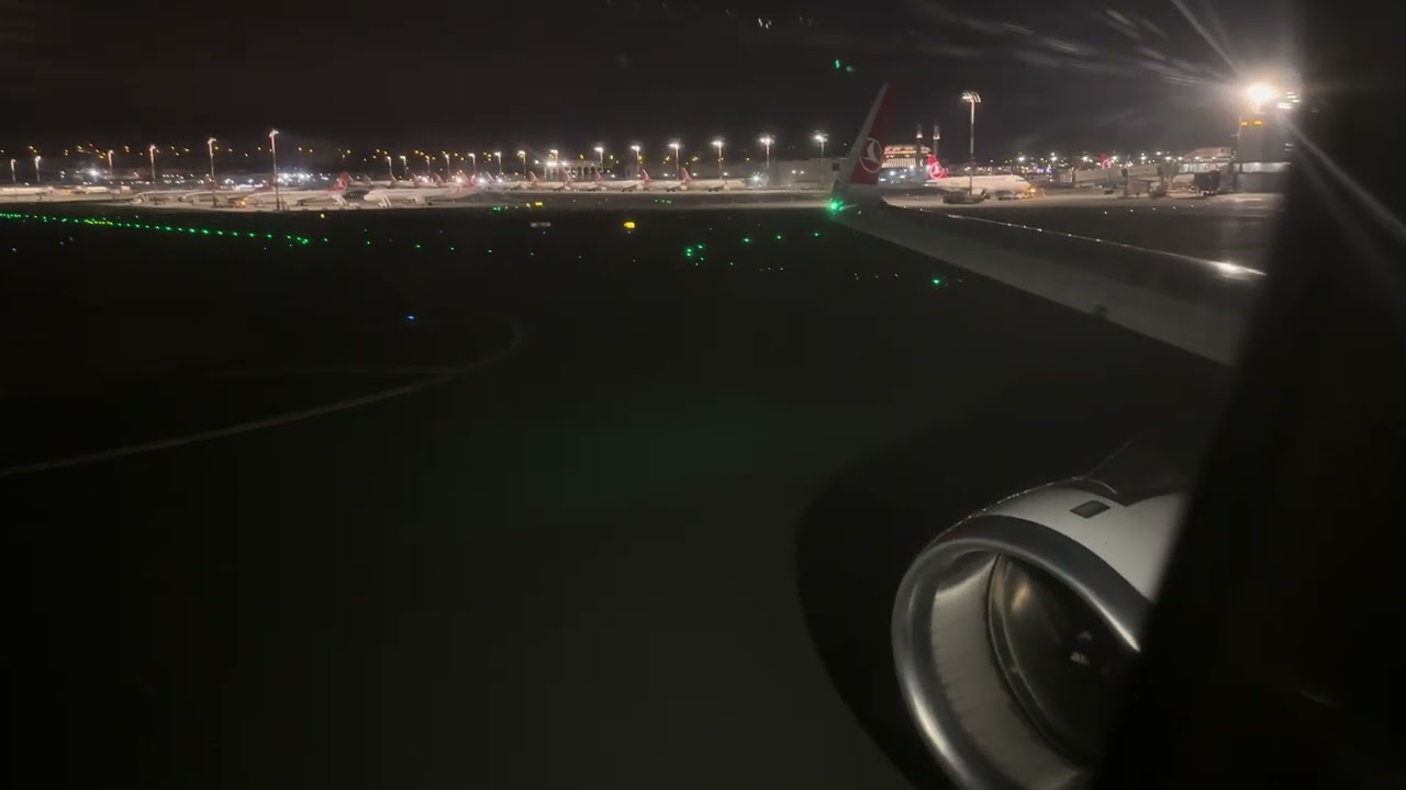 [4K] FULL POWER & SHORT RUN! Turkish Airlines A321-200 Night Pushback, Taxi & Takeoff in Istanbul