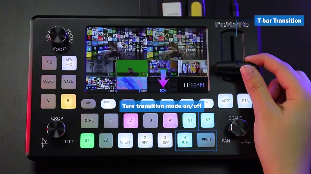 FoMaKo KC601 Pro HDMI Video Mixer Switcher & Recorder for Live Streaming PTZ Camera with 5.5