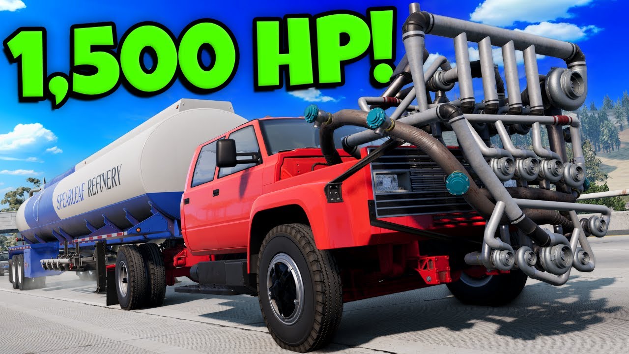 1,500HP Truck with 18 TURBOS DESTROYS the Police in BeamNG Drive Mods!