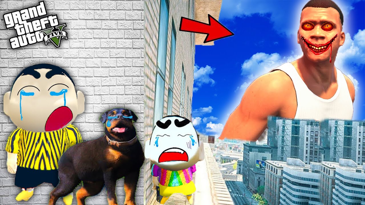 Franklin and Shinchan & Pinchan play HIDE AND SEEK with CHOP Squid Game Doll In GTA 5