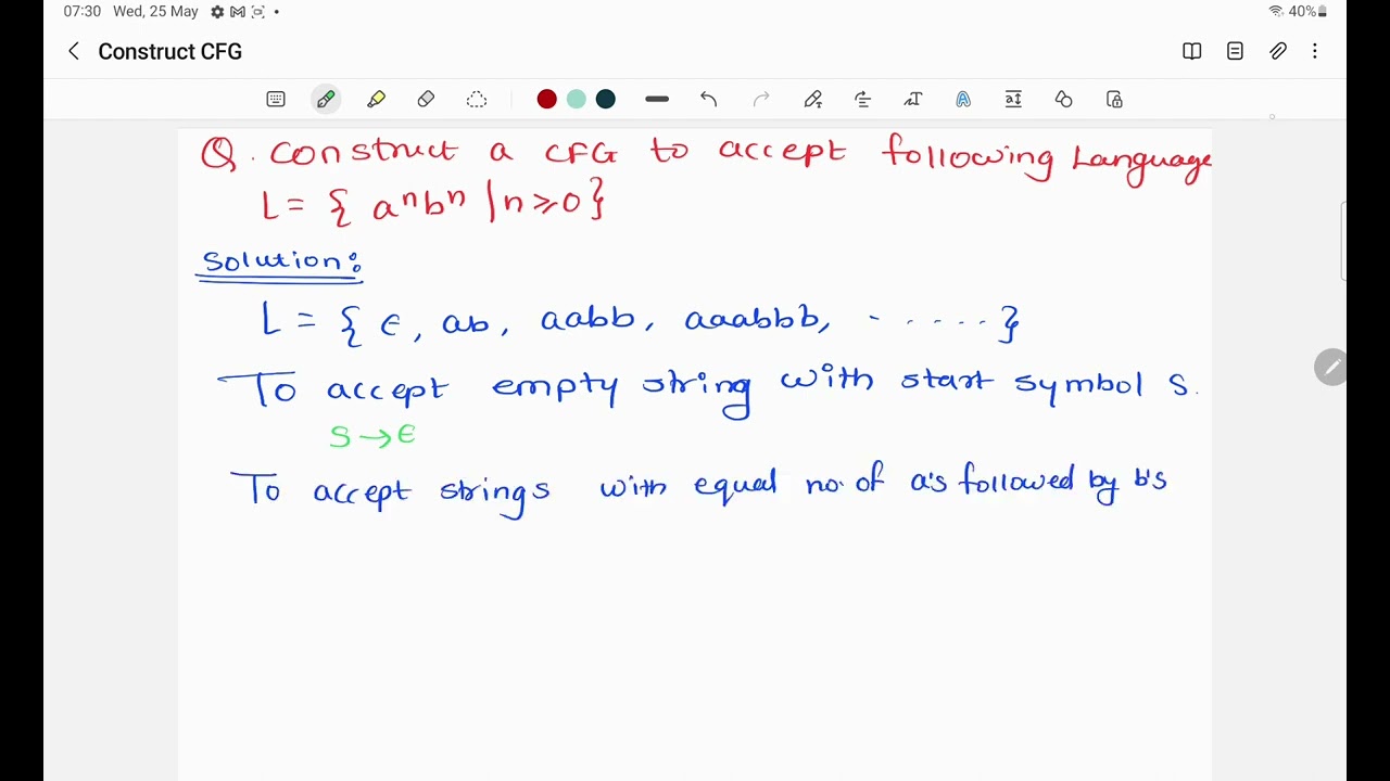 Construct CFG - CFL to CFG - Context Free Grammar
