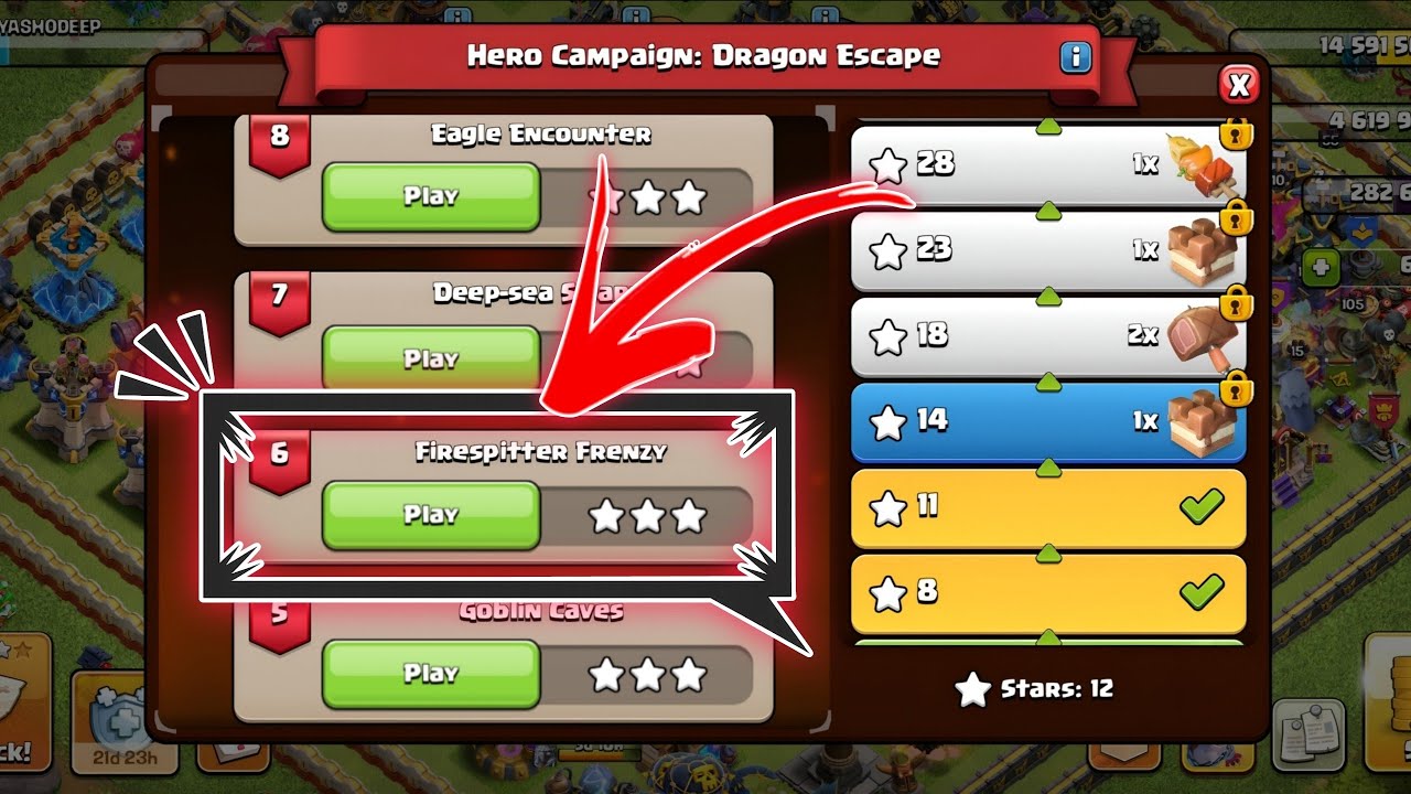 Level 6 Easy Method 🔥 | Hero Campaign: Dragon Escape Clash Of Clans ✅ FIRESPITTER FRENZY