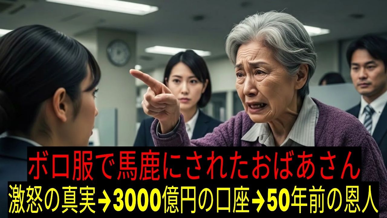 ボロボロの服で銀行に来た85歳おばあさんが駐車券1枚で3000億円の全額引き出しを要求→行員は鼻で笑いそんな格好で!?」と馬鹿にしたが...しかしおばあさんが激怒し....