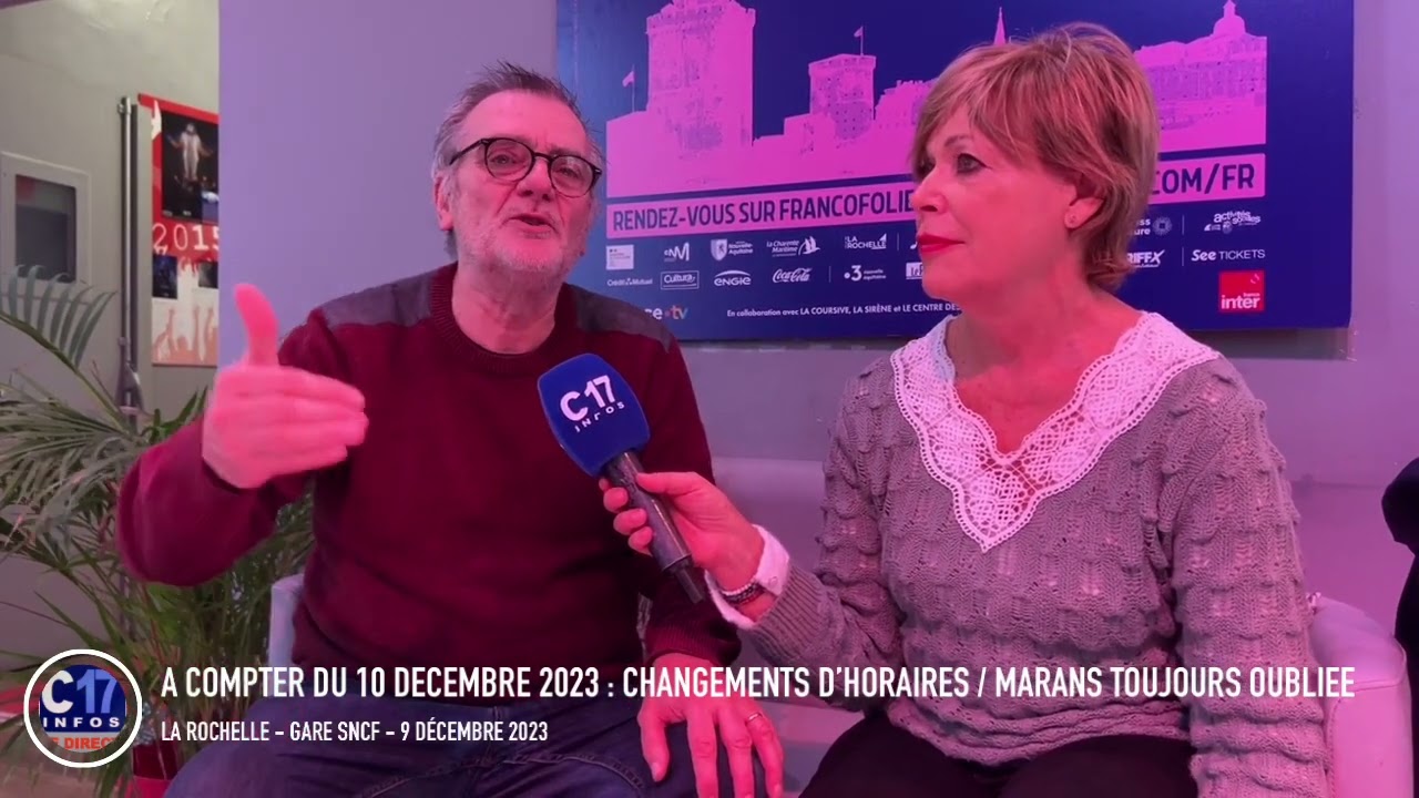 La Rochelle gare SNCF nouveaux horaires à compter du 10 décembre 2023