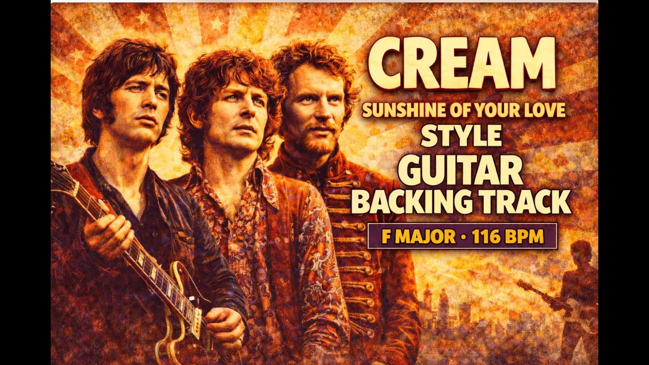 Cream sunshine of your love style guitar  backing track F major 116 BPM