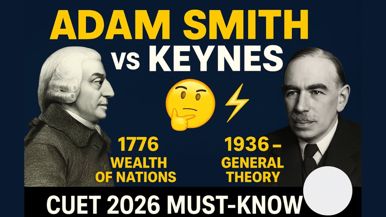 #13 Adam Smith vs John Maynard Keynes | CUET Economics 2026| Classical vs Keynesian Theory
