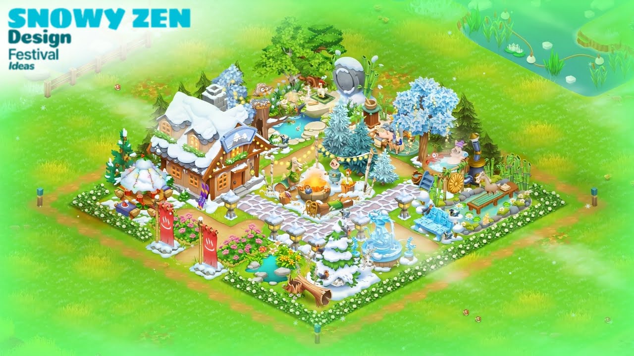 Snowy Zen design Festival ideas in Hay Day #hayday 
