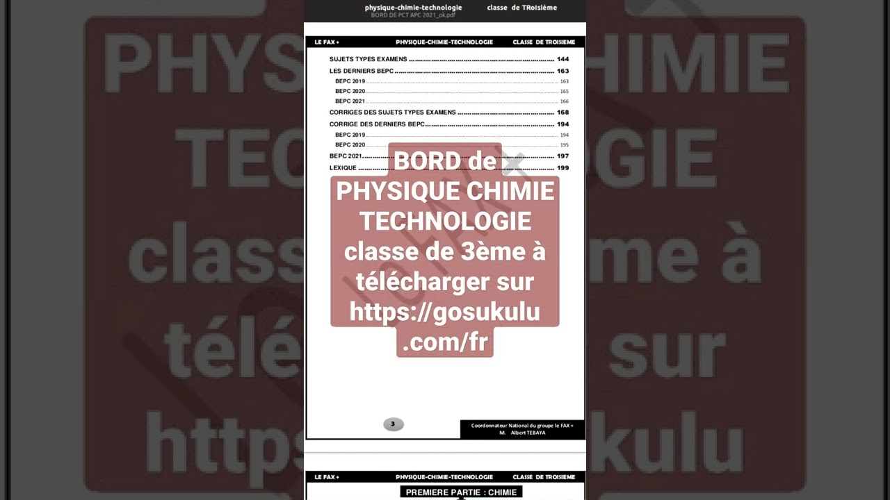 exercices par le&ccedil;on avec corrig&eacute;s ; Sujets types Examens avec corrig&eacute;s ; Les derniers BEPC
