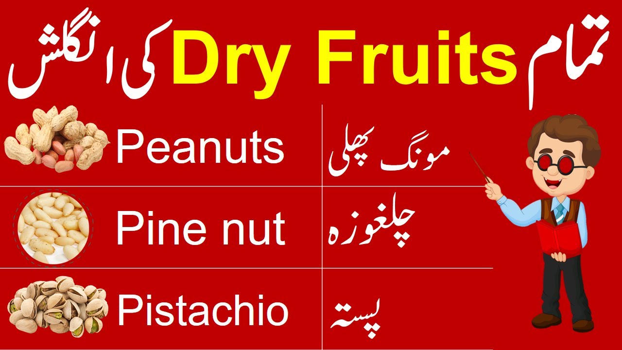 Dry Fruits Vocabulary Words with Their Meanings in Urdu for Spoken English | Vocabineer