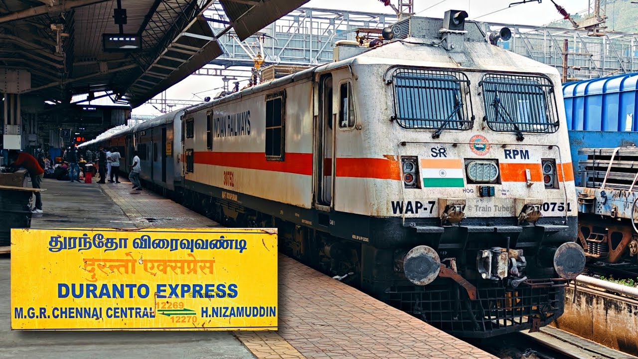 MGR Chennai Central To Hazrat Nizamuddin Duronto Express Departing From Vijayawada | 12269 | 4K