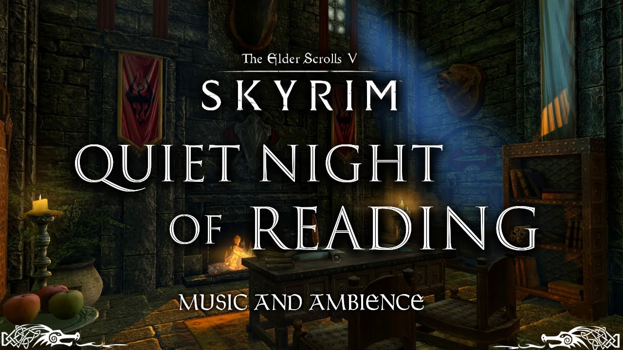 Quiet Night for Reading | Peaceful Skyrim Music & Ambience | 4k | 3 Hours