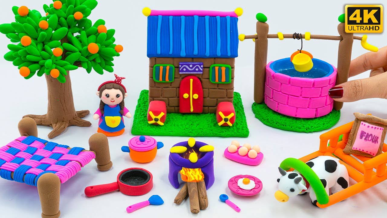 10 Creative & Fun Ideas for Village House, Kitchen set, Slime Water Well, Bullock Cart, Charpai #51