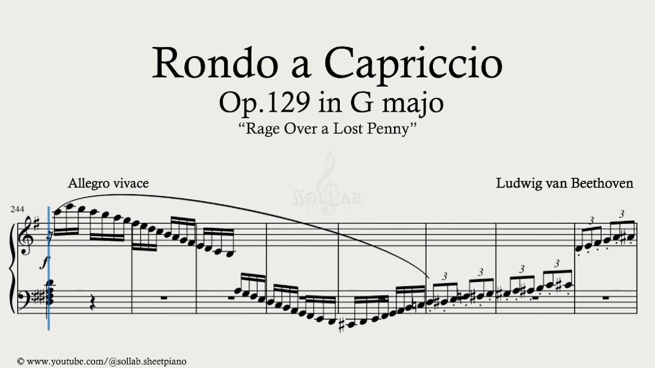 Beethoven – Rondo a Capriccio  “Rage Over a Lost Penny” | Piano Sheet Music + Tutorial