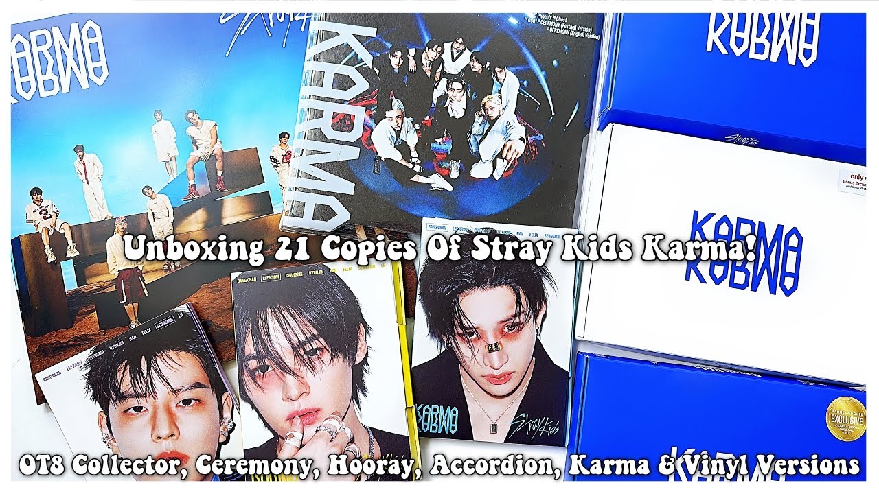 Unboxing 21 Copies Of Stray Kids Karma! ✰ OT8 Collector, Ceremony, Hooray, Accordion, Karma & Vinyl