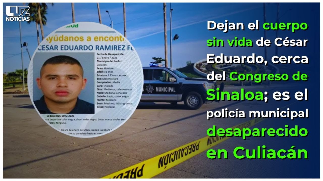 Arrojan cuerpo de policía municipal Cesar Eduardo en el reloj del Congreso de Culiacán.