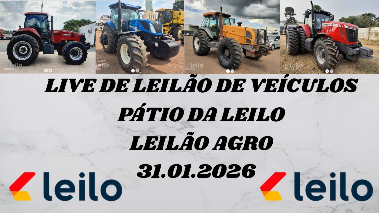 LIVE DE LEILÃO DE VEÍCULOS NO PÁTIO DA LEILO, LEILÃO AGRO DO DIA 31.01.2026