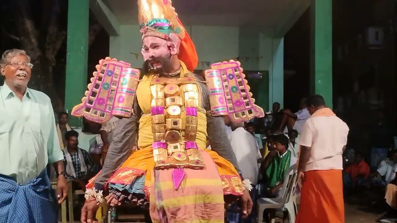 Therukoothu 18ம் போர் நாடகம் தருமர் கிருஷ்ணர் துரியோதனன் சகுனி சல்லியன் சகாதேவன் பீமன்9787846766