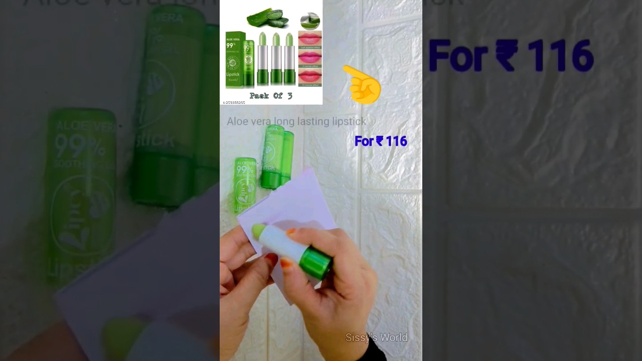 Meesho Now ₹43😲 colour changing aloe vera lipstick💄💋|Long lasting lipstick #unboxingvideo #meesho