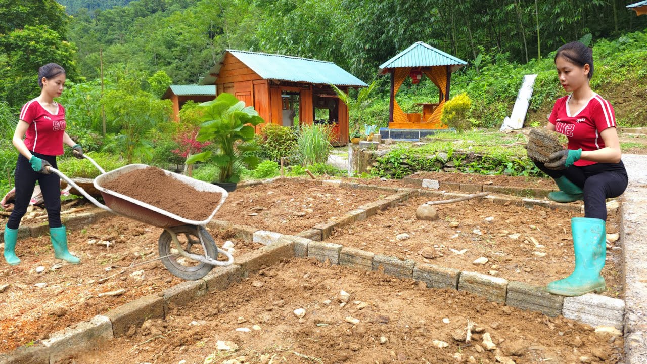 Father and Daughter Build a Garden from Start to Finish | Million Dollar Forest House Project