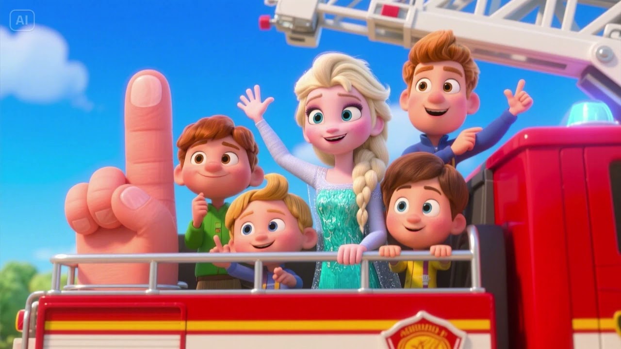 Elsa’s Finger Family on the Fire Truck Ride 🚒❄️ | Kids Song & Story