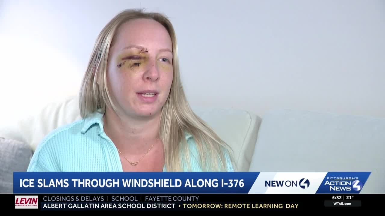 Ice from truck shatters windshield, injures woman on I-376 near Pittsburgh