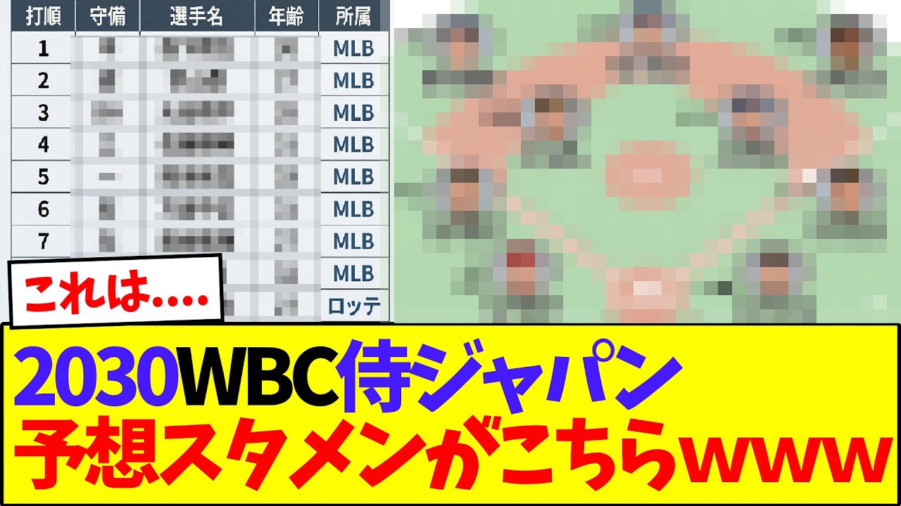 【う〜〜〜〜〜ん】2030WBC侍ジャパンの予想スタメンがこちらですｗｗｗｗｗ