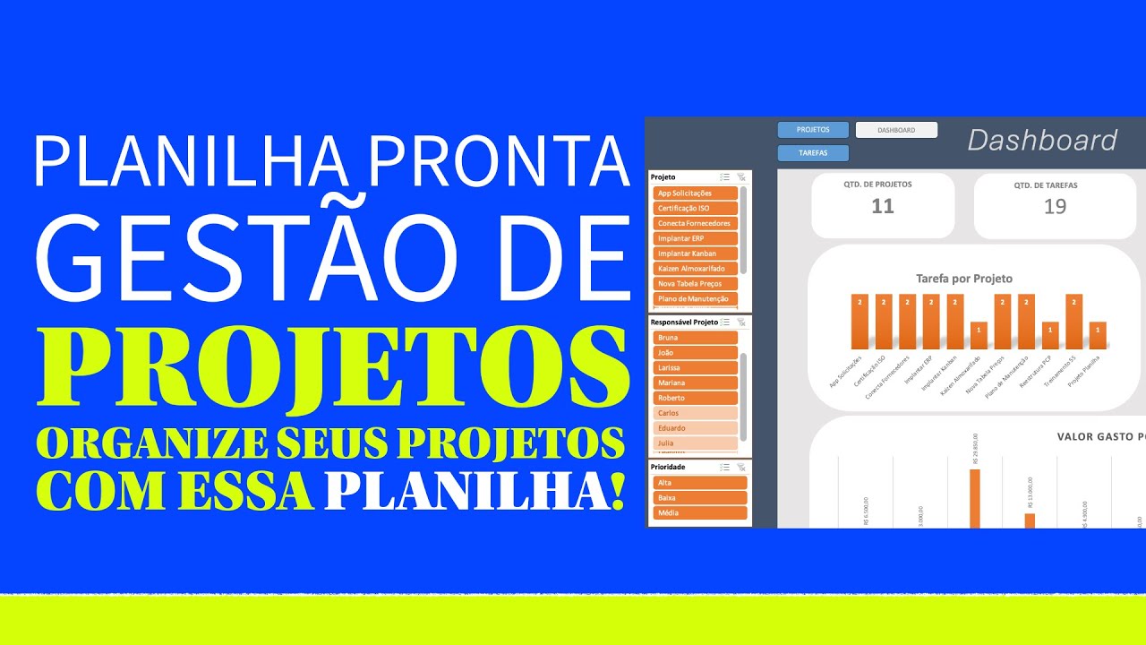 Planilha de Gestão de Projetos Profissional em Excel
