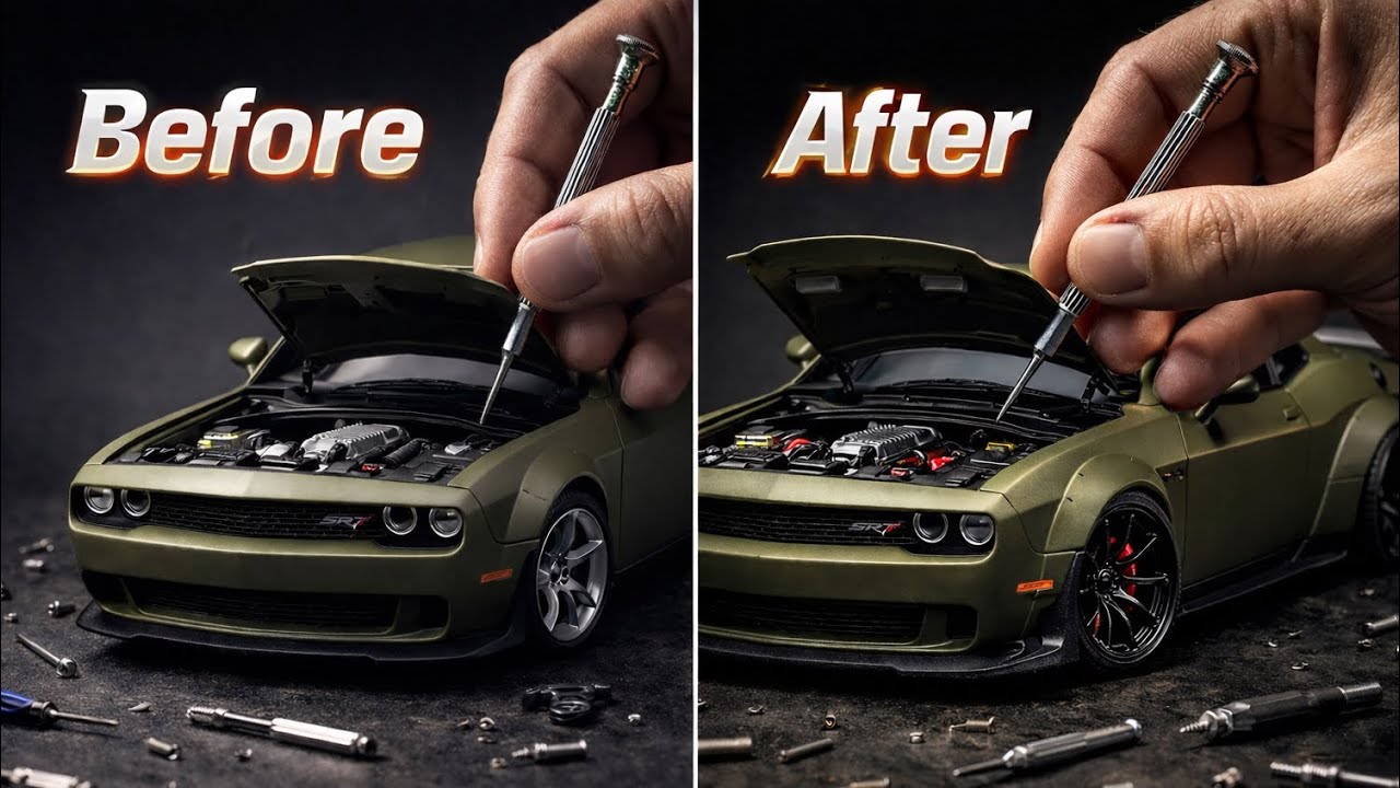 Assembling Dodge Challenger SRT Jailbreak 1:24 Scale Model ASMR Unboxing