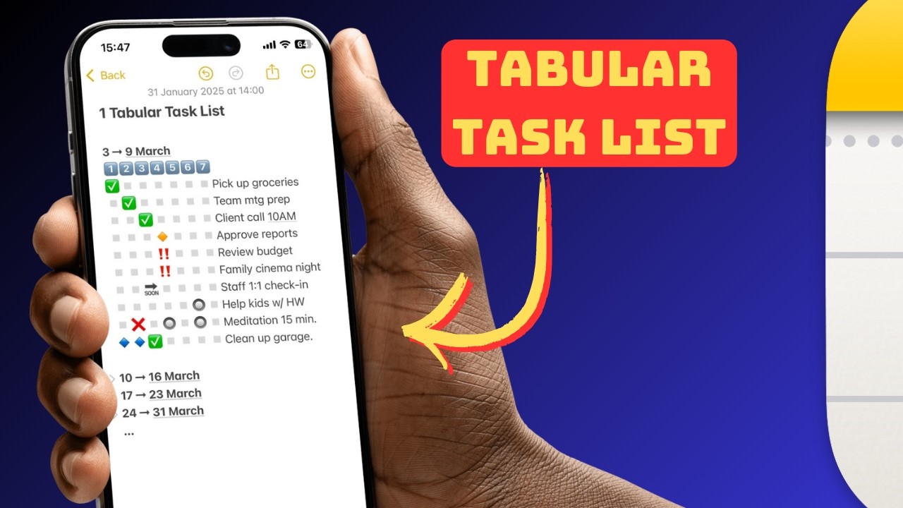 How To Create and Use a Tabular Tasks List in Apple Notes