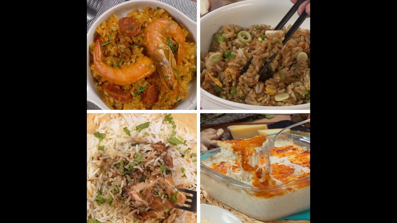 RECEITAS COM ARROZ de diferentes partes do mundo: Brasil, Espanha e &Iacute;ndia I salgados I VIX